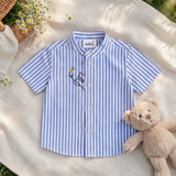 Boys Embroidered Blue and White Shirt - Peek-A-Bear