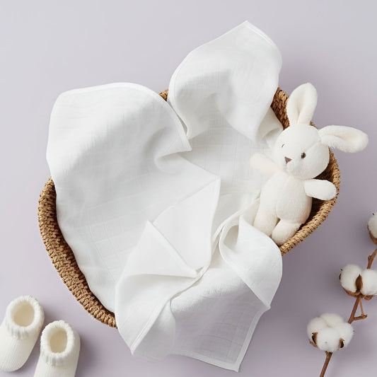 Keebee Organic Cotton Solid Swaddle/Towel - White