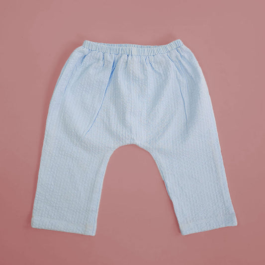 Keebee Organic Cotton Elastic Waist Solid Textured Diaper Pants - Light Blue