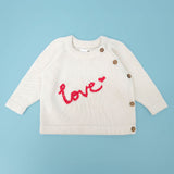 Hand Embroidered White Sweater - Love