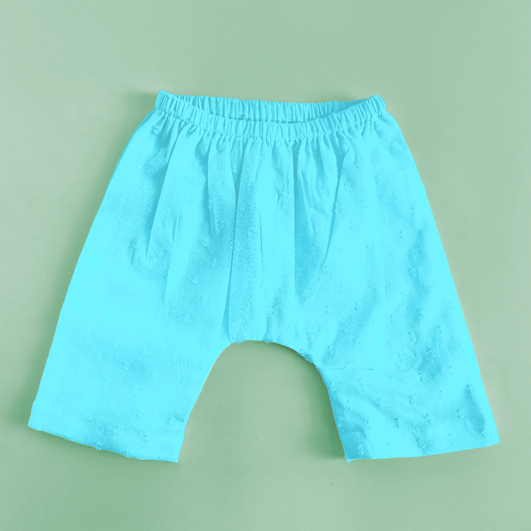 Keebee Organic Cotton Solid Elastic Waist Baby Diaper Shorts - Turquoise Blue