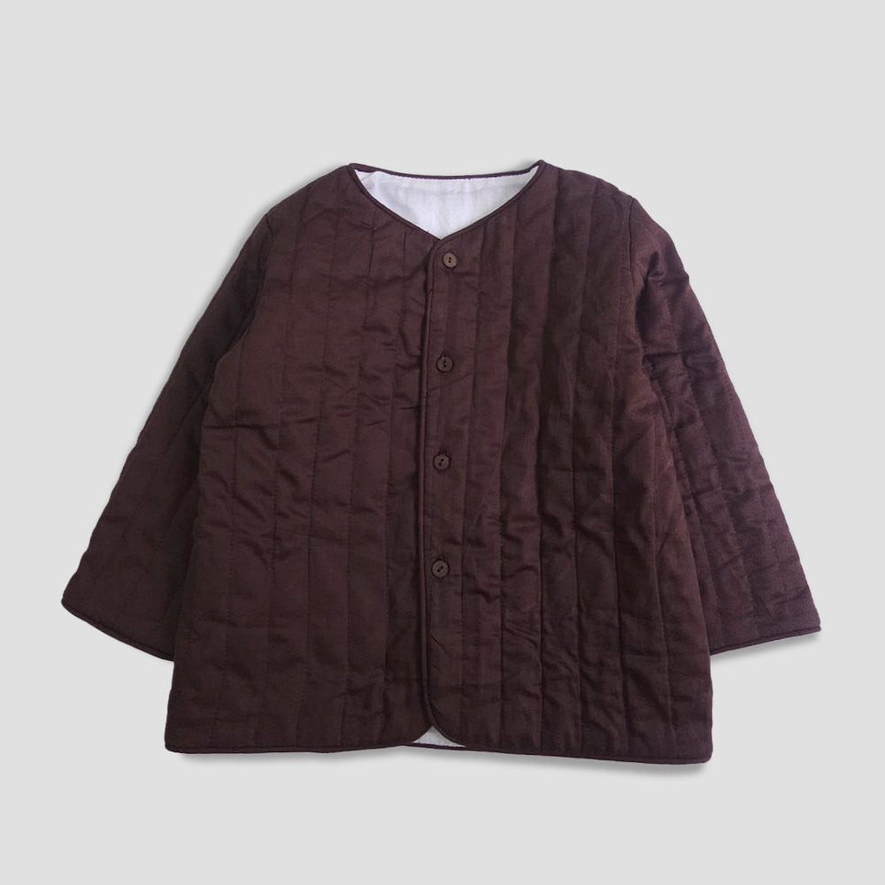 Choco Brown Button Up Quilted Jacket