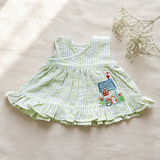 Newborn Baby Girl Embroidered Lime Green and White Wrap Dress - Home Sweet Home