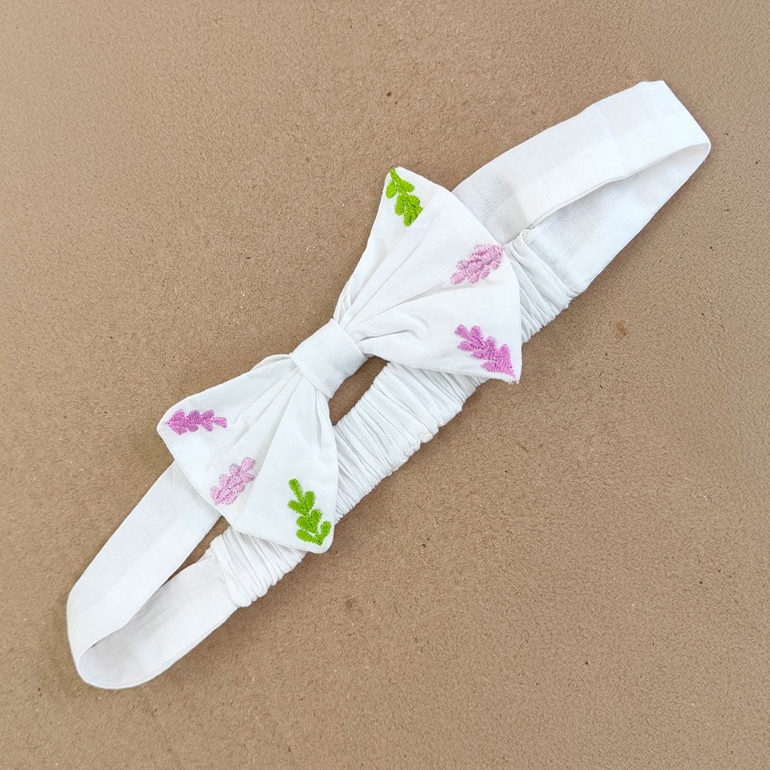 Keebee Organic Cotton Baby Girl Embroidered White Dress and Accessories Set - Rabbit