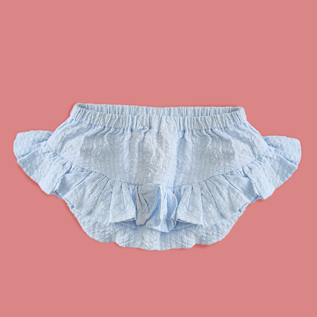 Keebee Organic Cotton Ruffled Baby Girl Bloomer - Light Blue