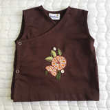 Unisex Baby Embroidered Choco Brown Jabla - Orange Bloom