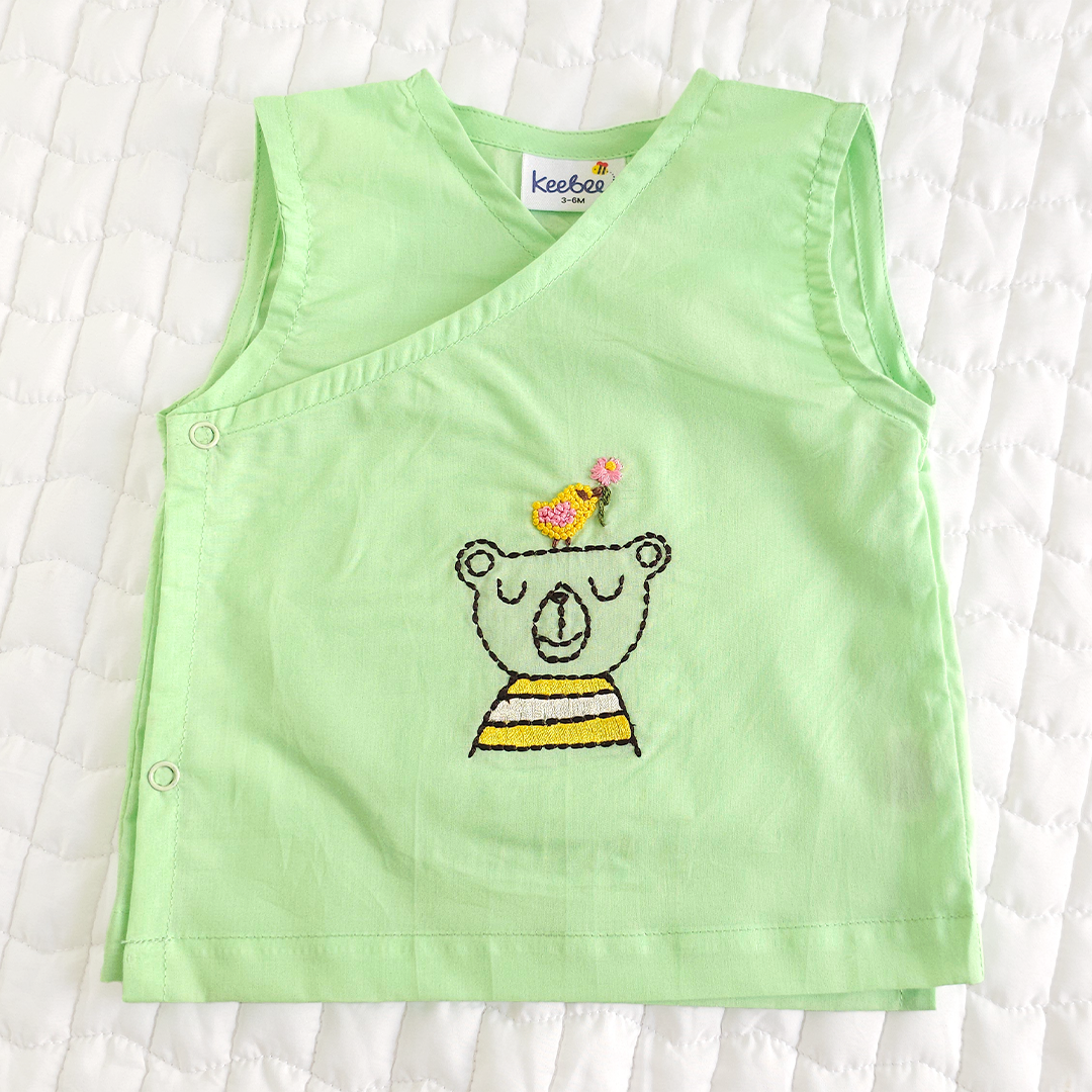 Embroidered Mint Green Jabla - Bird and the Bear