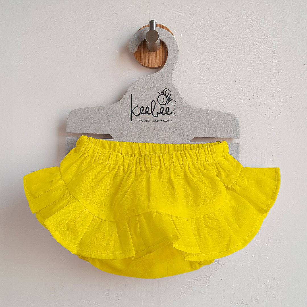Keebee Organic Cotton Ruffled Baby Girl Bloomer - Yellow