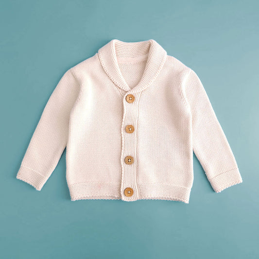 Keebee Organic Cotton Solid Cardigan - White