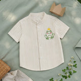 Boys Embroidered Beige and White Shirt - Frog the Prince