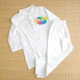 Boys Embroidered White Kurta paired with Pajama Pants - 'Holi'