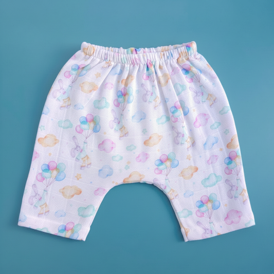 Keebee Organic Cotton Muslin Printed Diaper Shorts - Bunny with Balloons