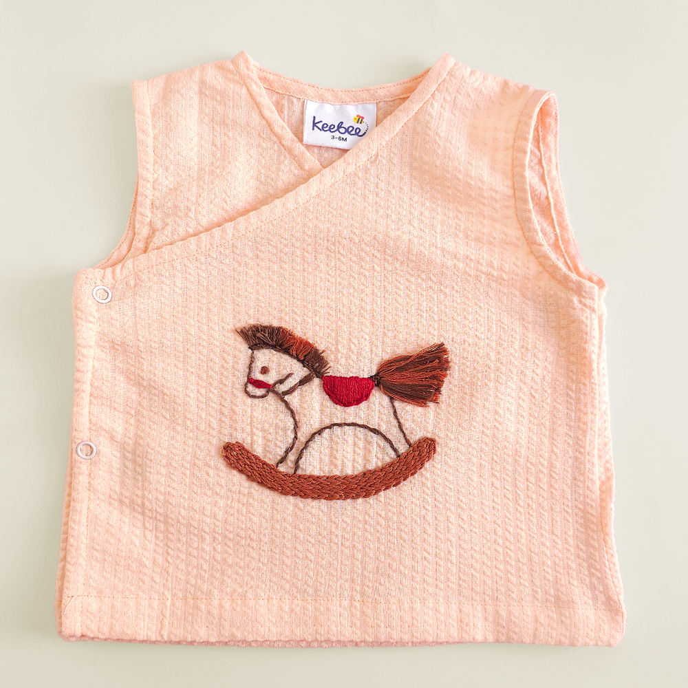 Unisex Baby Embroidered Sweet Peach Jabla - Rocking Horsey