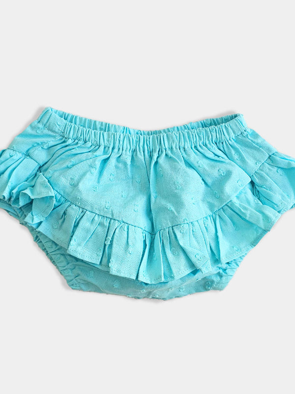 Ruffled Bloomer with Textures - Turquoise Blue