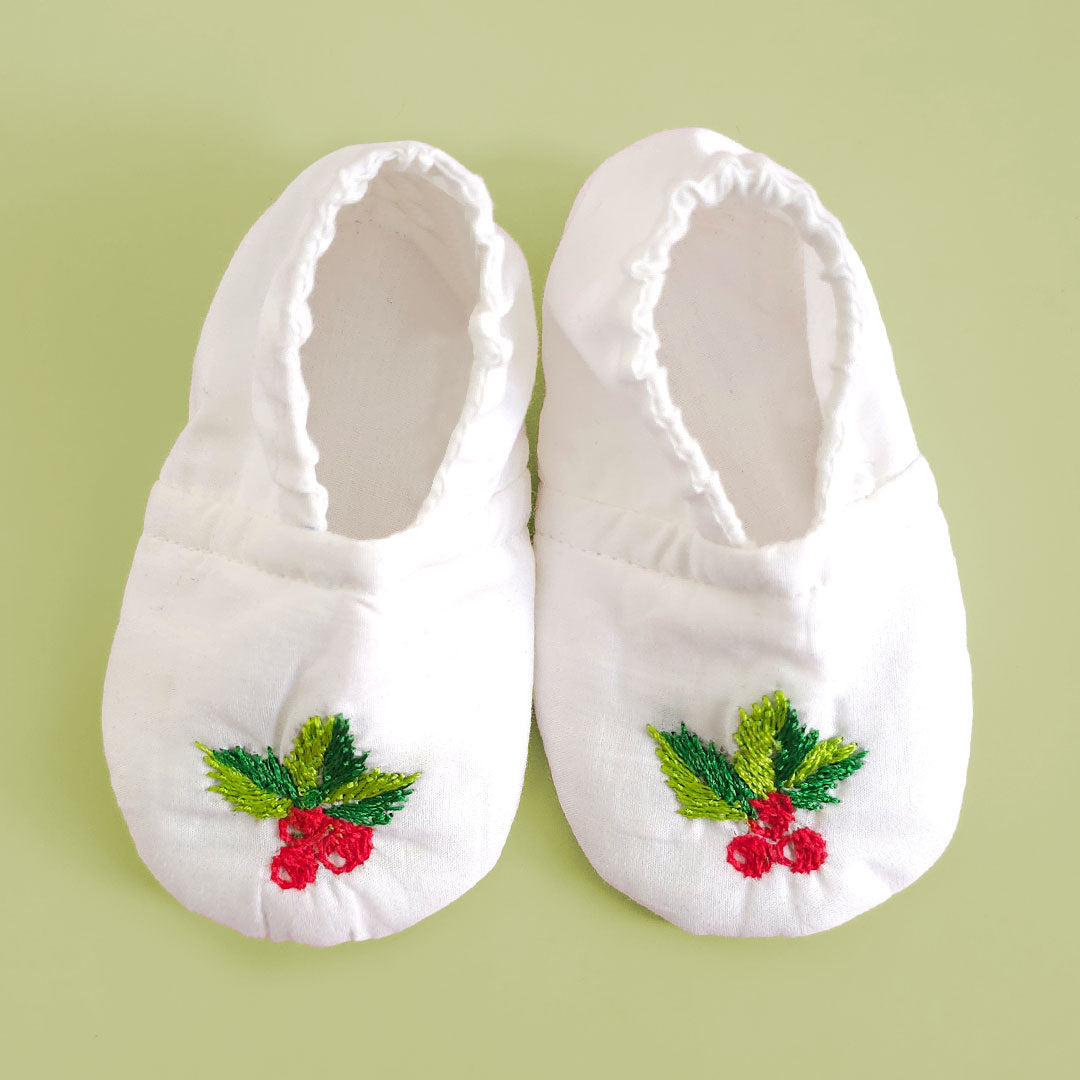 Keebee Organic Cotton Baby Girl Embroidered White Dress and Accessories Set - Merry Holly