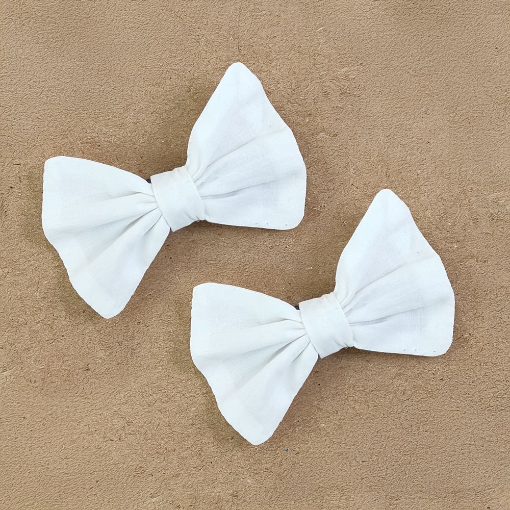 Classic Bow Hair Clips - White