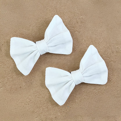 Classic Bow Hair Clips - White