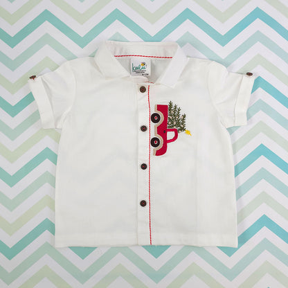 Embroidered Half Sleeve Shirt - Christmas Truck