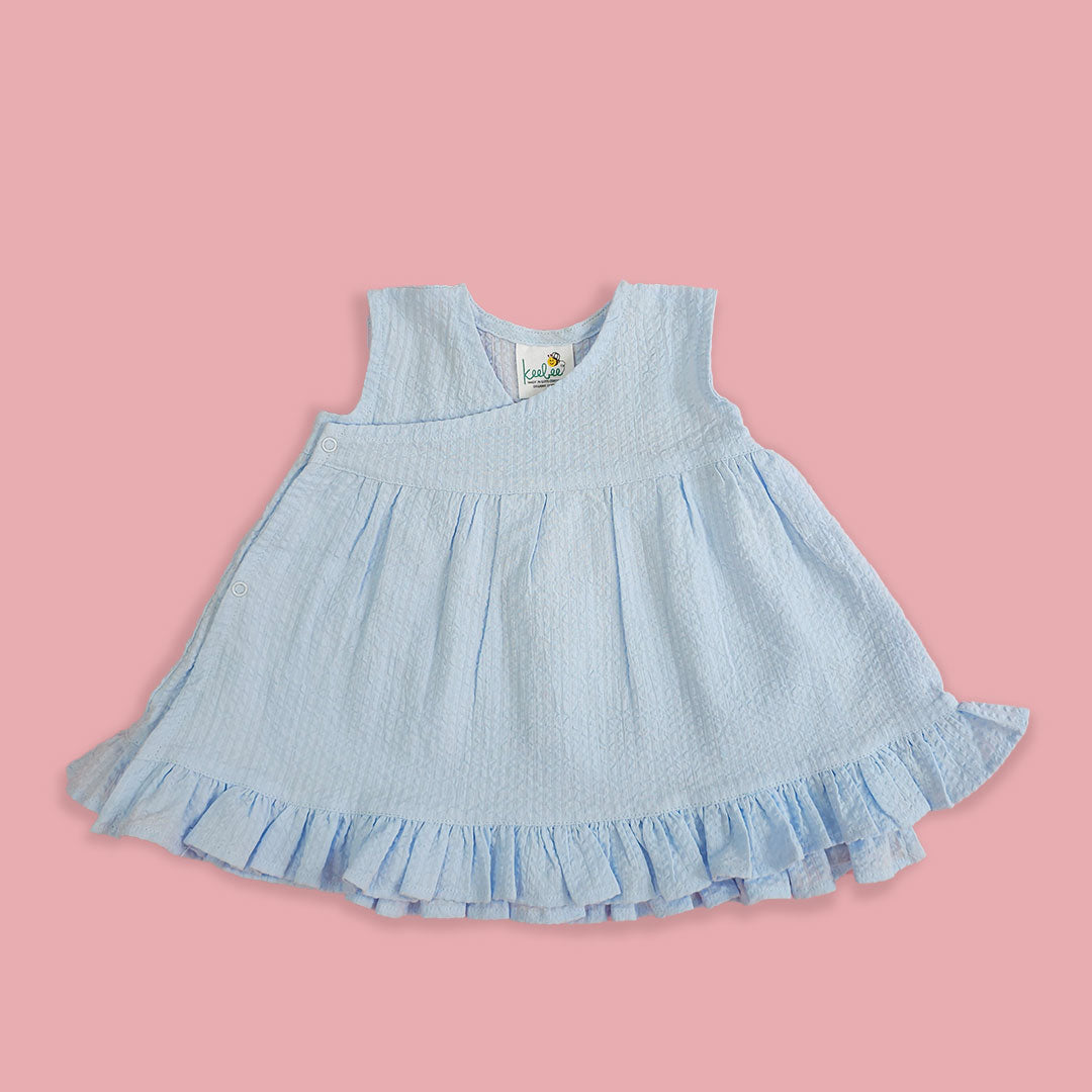 Keebee Organic Cotton Solid Textured Girls Jabla / Dress - Light Blue