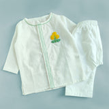 Newborn Baby Boy Embroidered White Kurta Set - Marigold