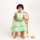 Keebee Organic Cotton Embroidered Mint Green Wrap Dress - Daisy Field