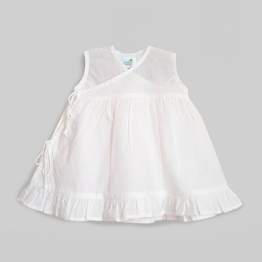 Solid Wrap Dress - White