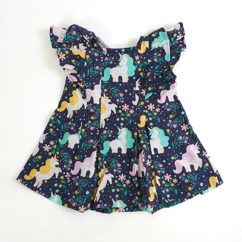 Girls Printed Iris Dress - Unicorns