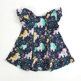 Girls Printed Iris Dress - Unicorns