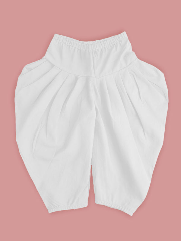 Kids Elastic Waist Dhoti Salwar/Pants - White