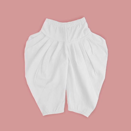 Keebee Organic Cotton Elastic Waist Solid Dhoti Salwar/Pants - White