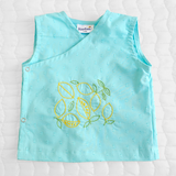 Unisex Baby Embroidered Turquoise Blue Jabla - Lemons and Leaves