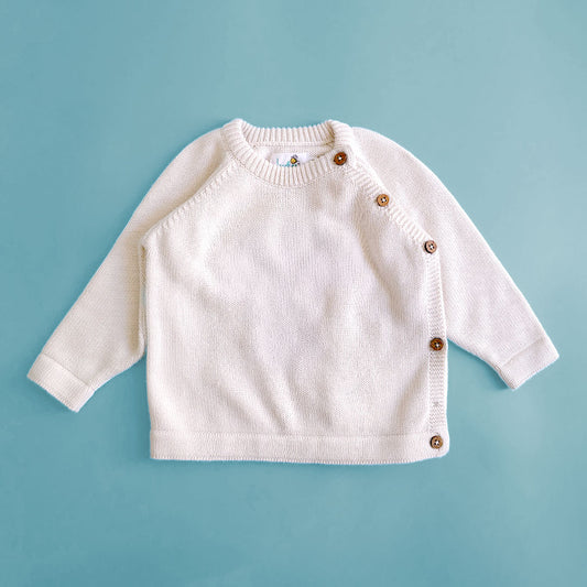 Keebee Organic Cotton Solid Sweater - White