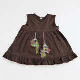Baby Girl Embroidered Choco Brown Wrap Dress - Birdcage Garden