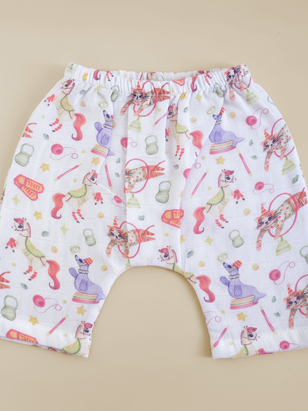 Unisex Baby Printed Diaper Shorts - Circus Crew