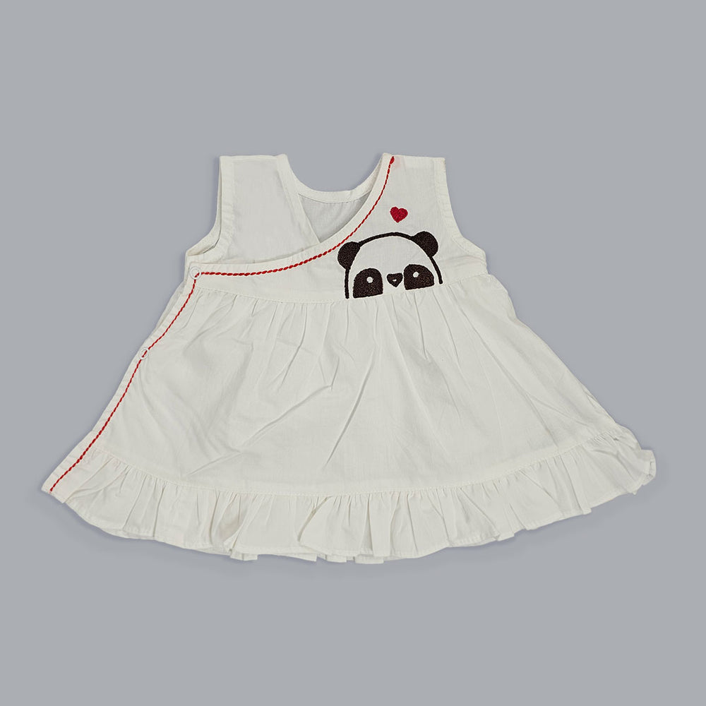 Embroidered Newborn wrap Dress - Panda