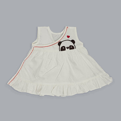 Embroidered Newborn wrap Dress - Panda