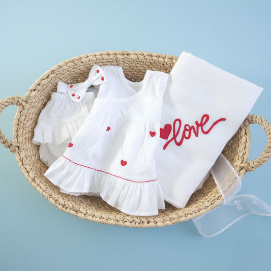 Keebee Organic Cotton Newborn Baby Girl Hamper - Heart full of Love