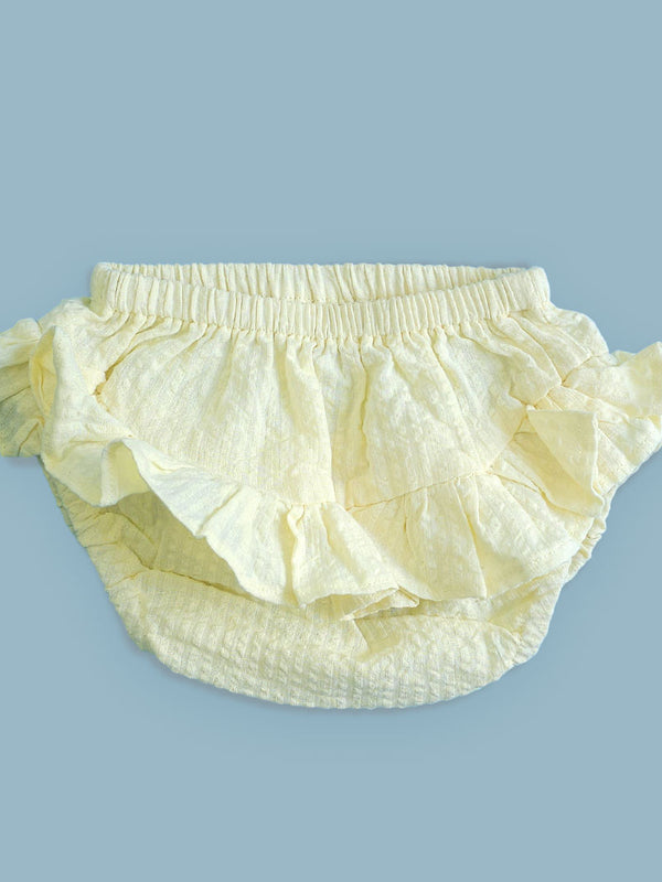 Baby Girl Ruffled Bloomer with Textures - Yellow