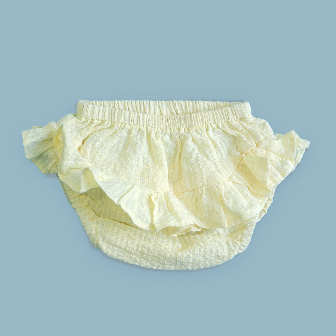 Keebee Organic Cotton Ruffled Baby Girl Bloomer with Textures - Yellow