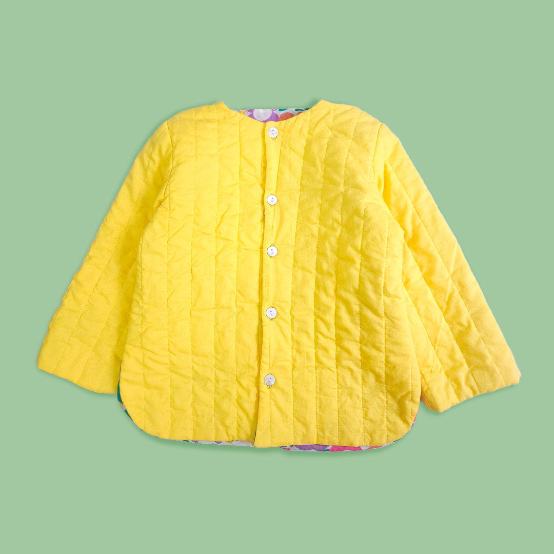 Keebee Organic Cotton Yellow Button Up Quilted Jacket
