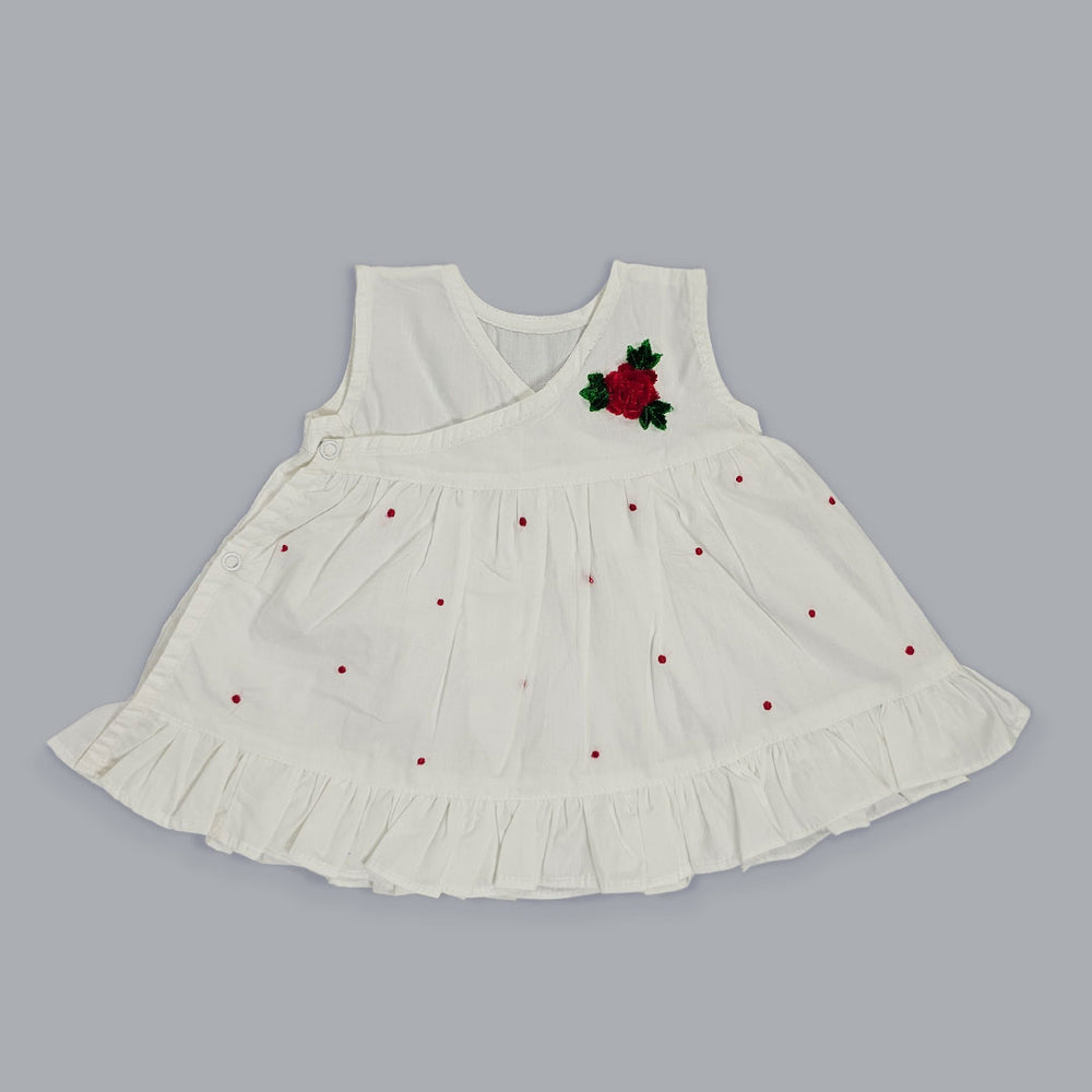 Embroidered Newborn Wrap Dress - Rose