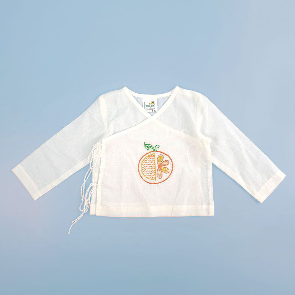 Full Sleeve Embroidered Baby Jabla - Orange