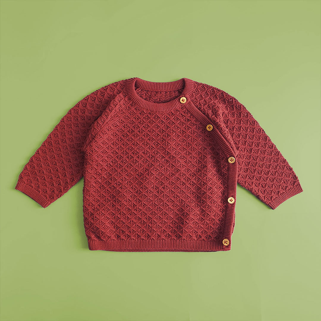 Keebee Organic Cotton Wrap Style Double Layer Sweater - Coffee Brown