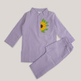 Baby Boy Embroidered Lilac Kurta paired with Pajama Pants - Sunflower