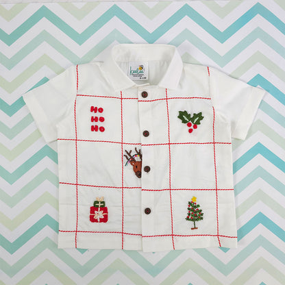 Embroidered Half Sleeve Shirt - Holiday Tic-Tac-Toe