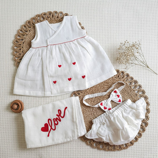 Dress and Accessories Hamper for Baby Girl - Lil Hearts