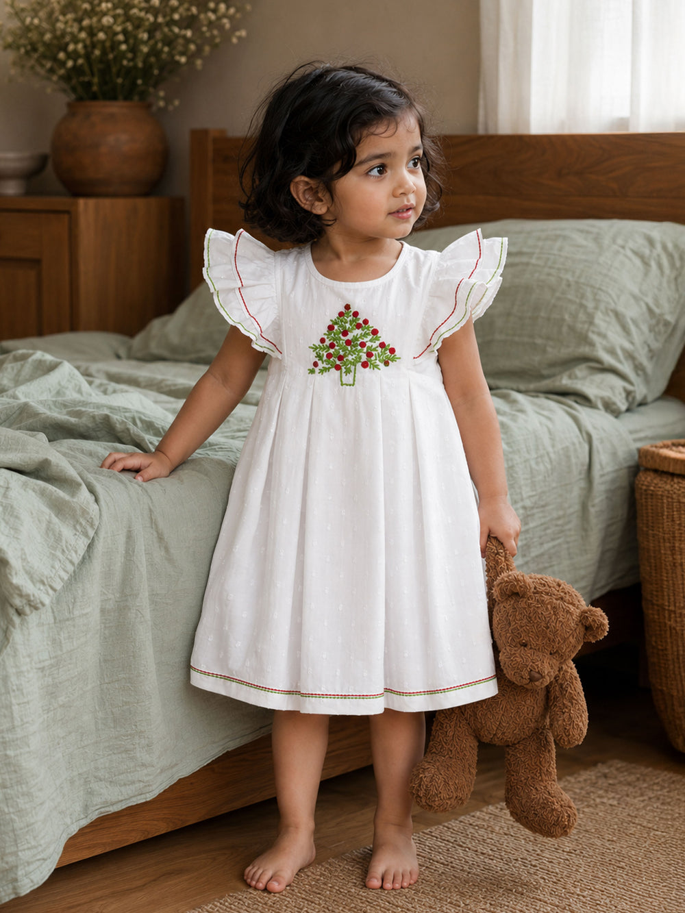 Embroidered Dress - Xmas Tree