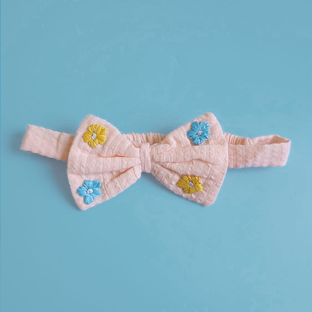 Keebee Organic Cotton Baby Girl Embroidered Peach Dress and Accessories Set - Peony