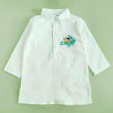Boys Embroidered White Kurta paired with Pajama Pants - Birdsong