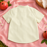 Boys Embroidered Lime Green and White Shirt with Pockets - Pomegranates